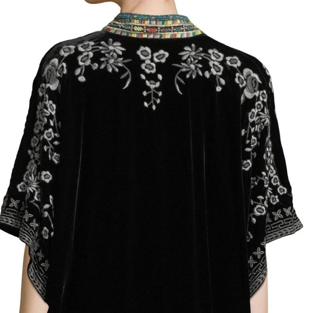 Johnny Was Okinawa Black Velvet Embroidered Kimono/Jacket NWT (short version) - Picture 11 of 13